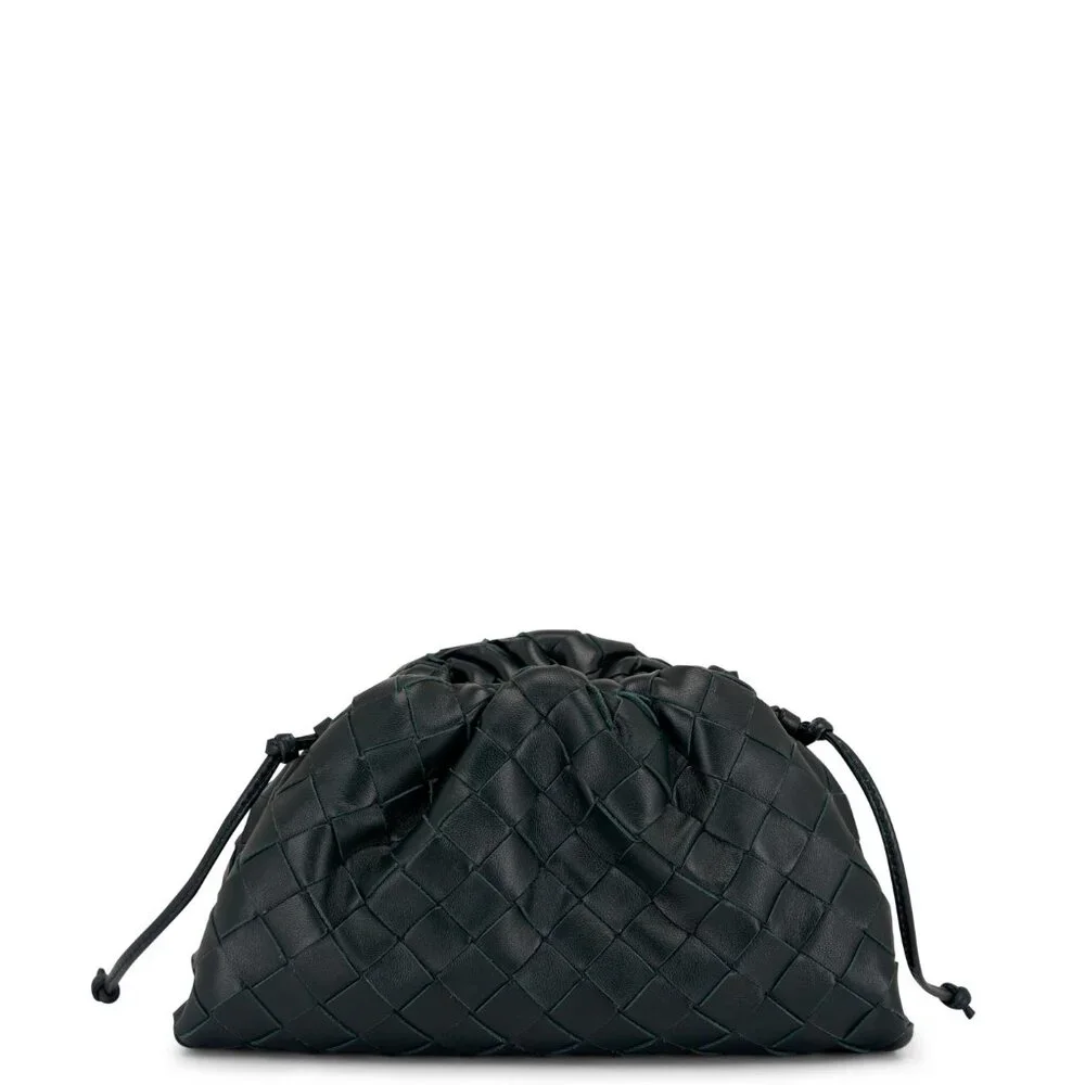 NWT Bottega Veneta Mini Pouch Intrecciato Inkwell/Deep Green Leather Crossbody